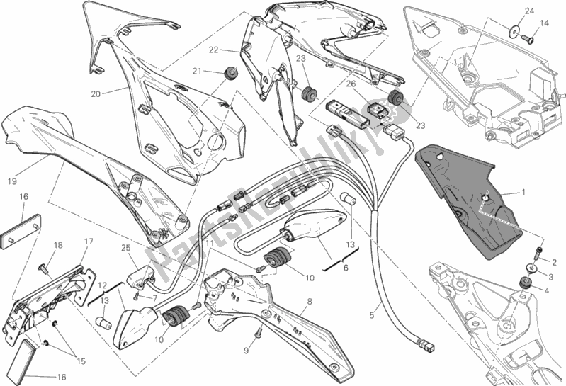 Toutes les pièces pour le Support De Plaque D'immatriculation - Feu Arrière du Ducati Superbike 1199 Panigale R USA 2013